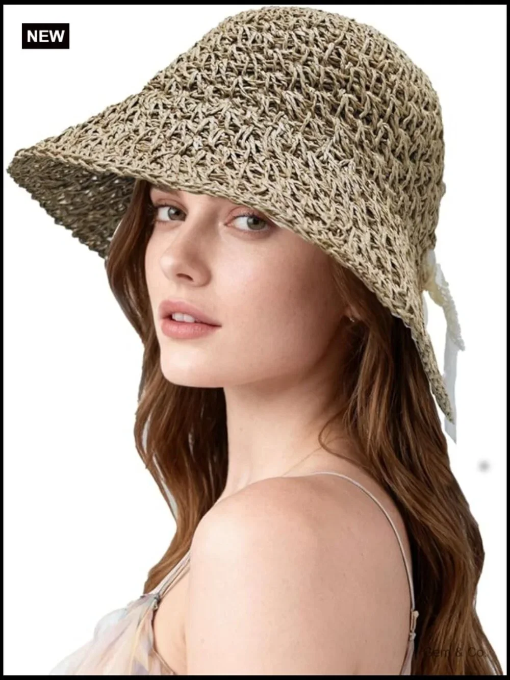 Handmade Foldable Straw Sun Hat Floppy Travel Cap UPF